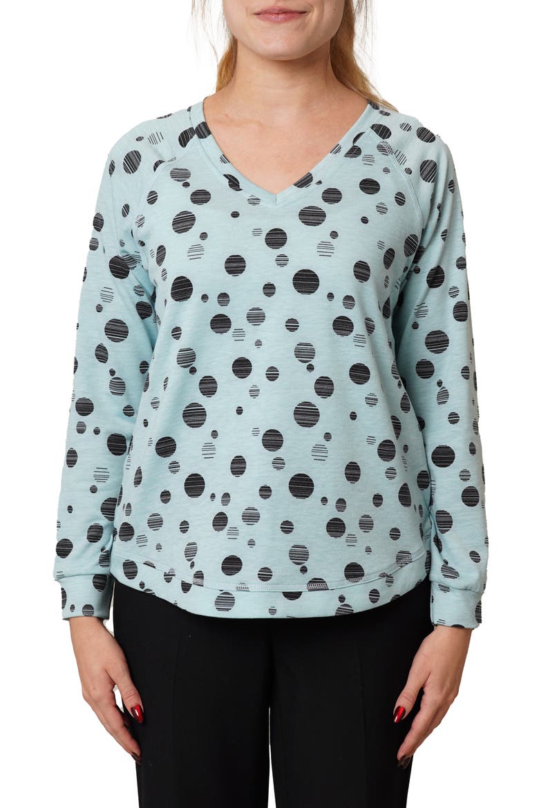 V-Neck Raglan Sweater, Main, color, PASTEL BLUE/ BLACK