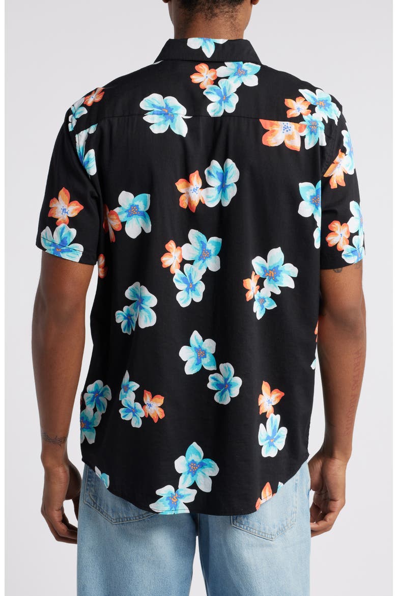 Anytime Short Sleeve Button-Up Shirt, Alternate, color, BLACK