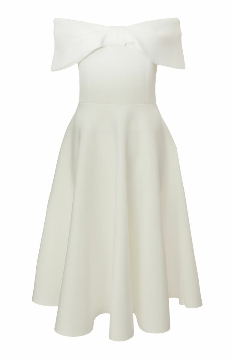 QUIZ Bow Detail Skater Dress, Alternate, color, 