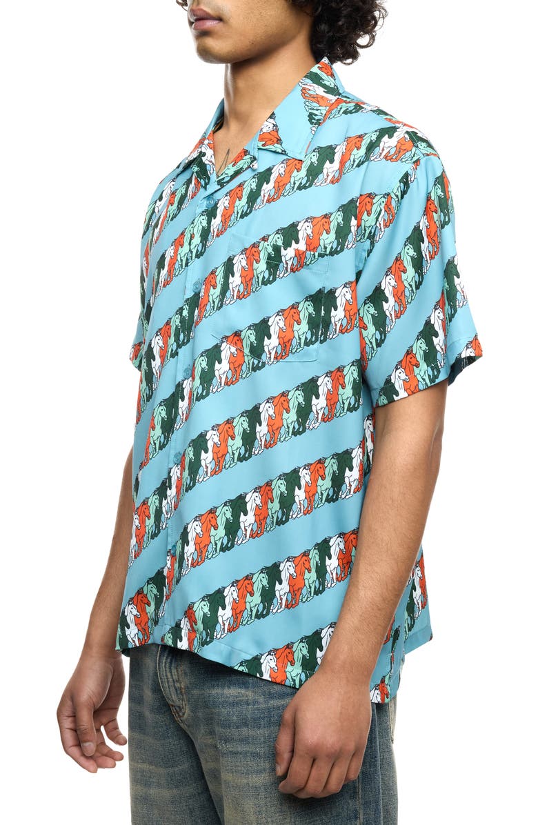 Round Two Mustang Stripe Camp Shirt, Alternate, color, Blue