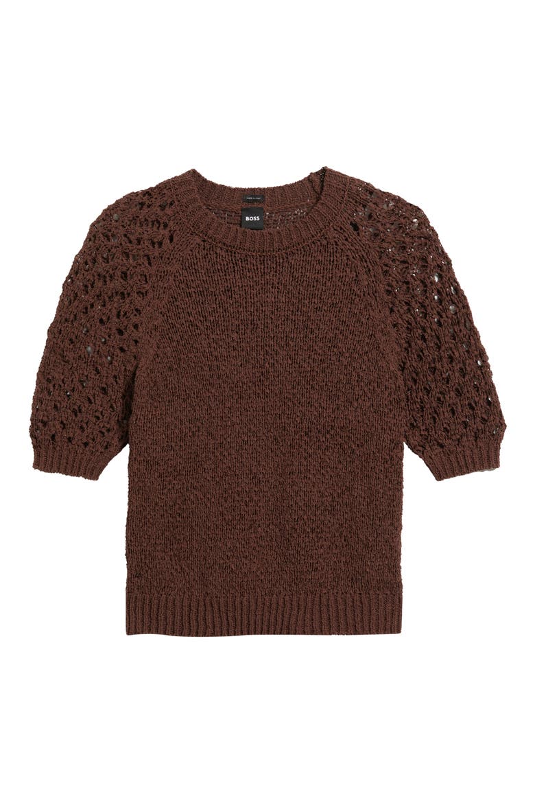 Fanuka Tape Yarn Open Knit Top, Alternate, color, MOCHA