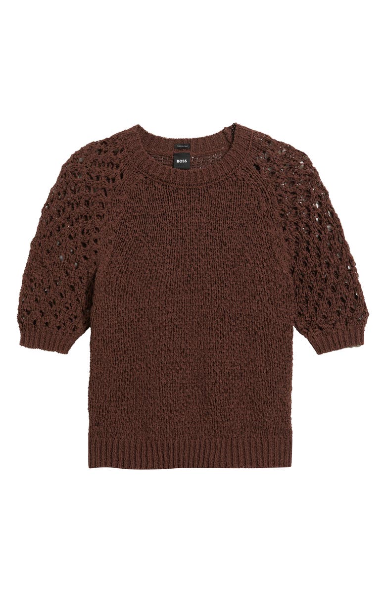 BOSS Fanuka Tape Yarn Open Knit Top, Alternate, color, Mocha