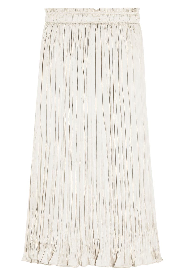 Pleated Crushed Satin Skirt, Alternate, color, CREAM