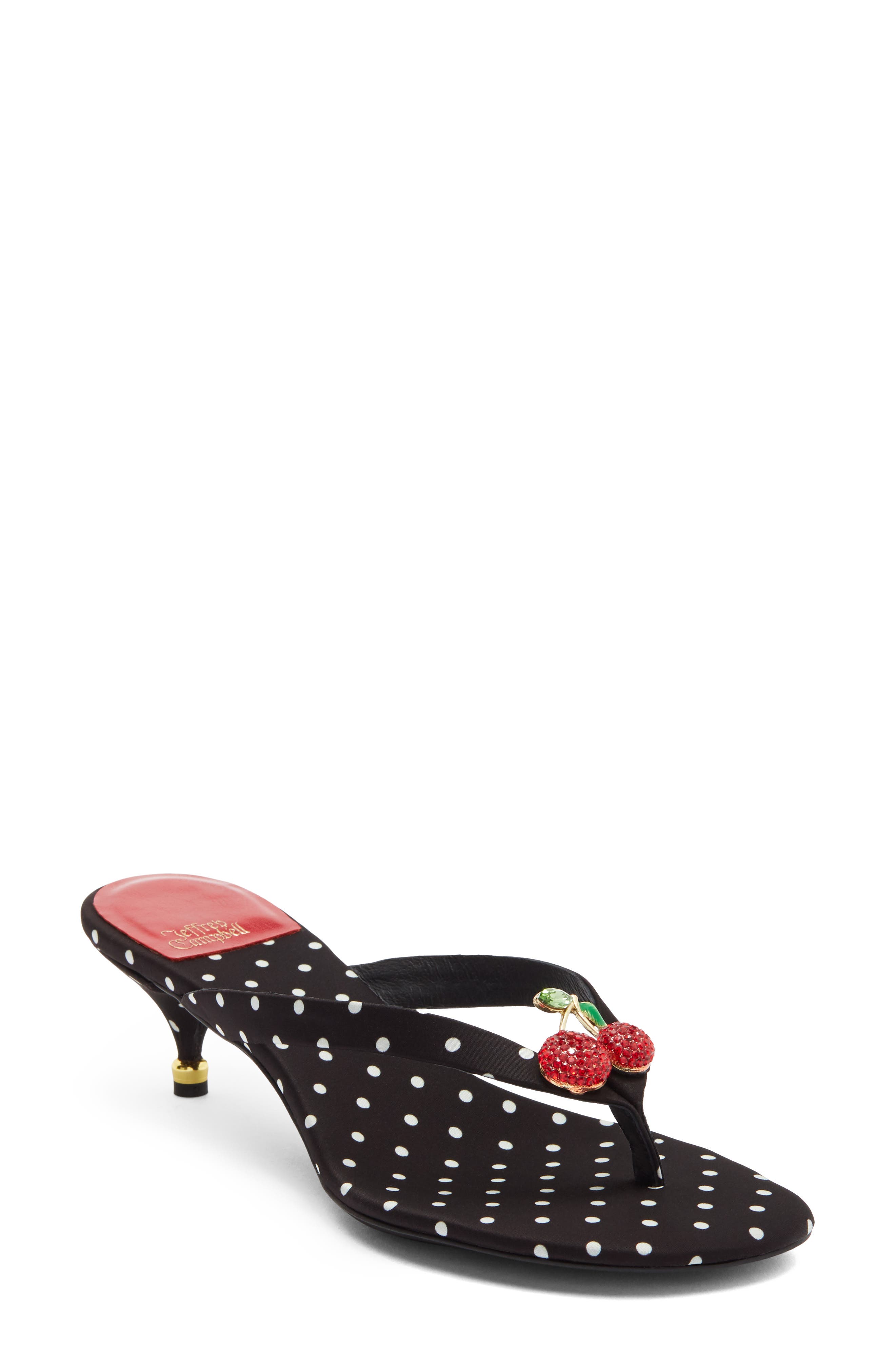 Jeffrey Campbell QT-Pie Flip Flop, Main, color, Black White Polka Dots