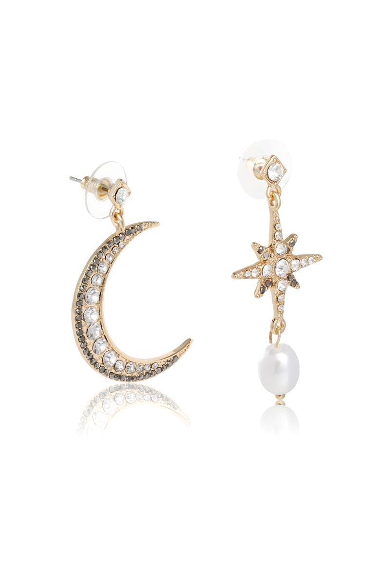 Mismatch Moon & Star Drop Earring, Alternate, color, Gold