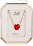 GUESS Heart Pendant Necklace & Stud Earrings Set