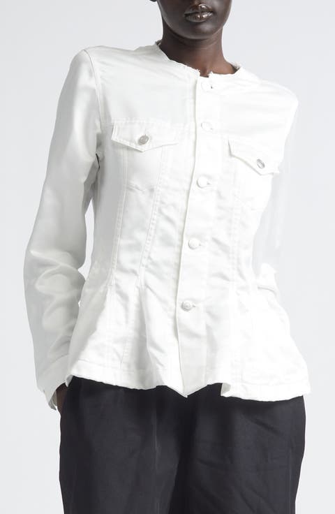 Raw Edge Satin Peplum Jacket