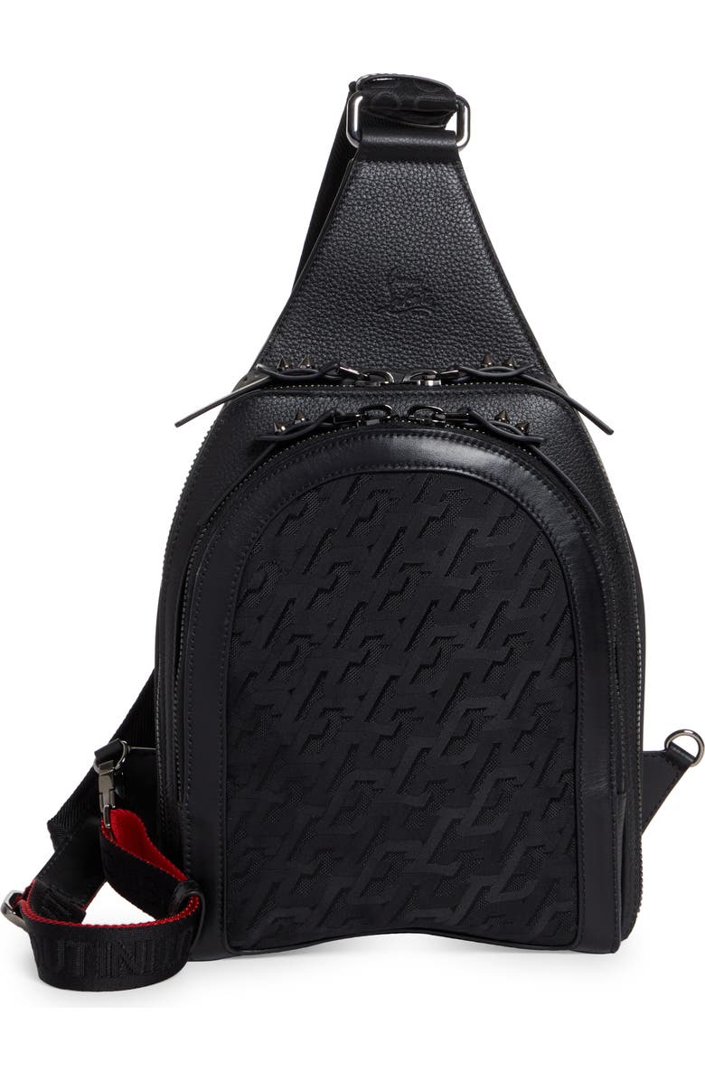 Christian Louboutin Loubifunk Logo Jacquard & Leather Backpack, Main, color,