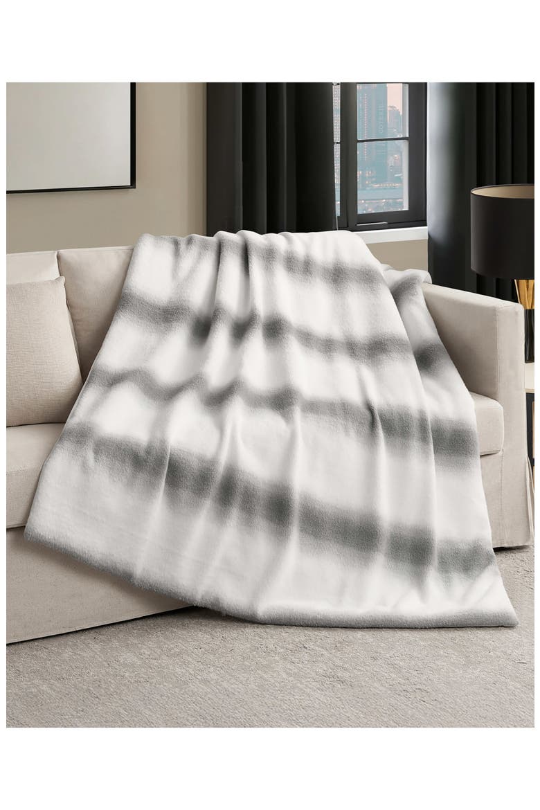 Stripe Faux Fur Blanket, Alternate, color, OMBRE STRIPE GRAY