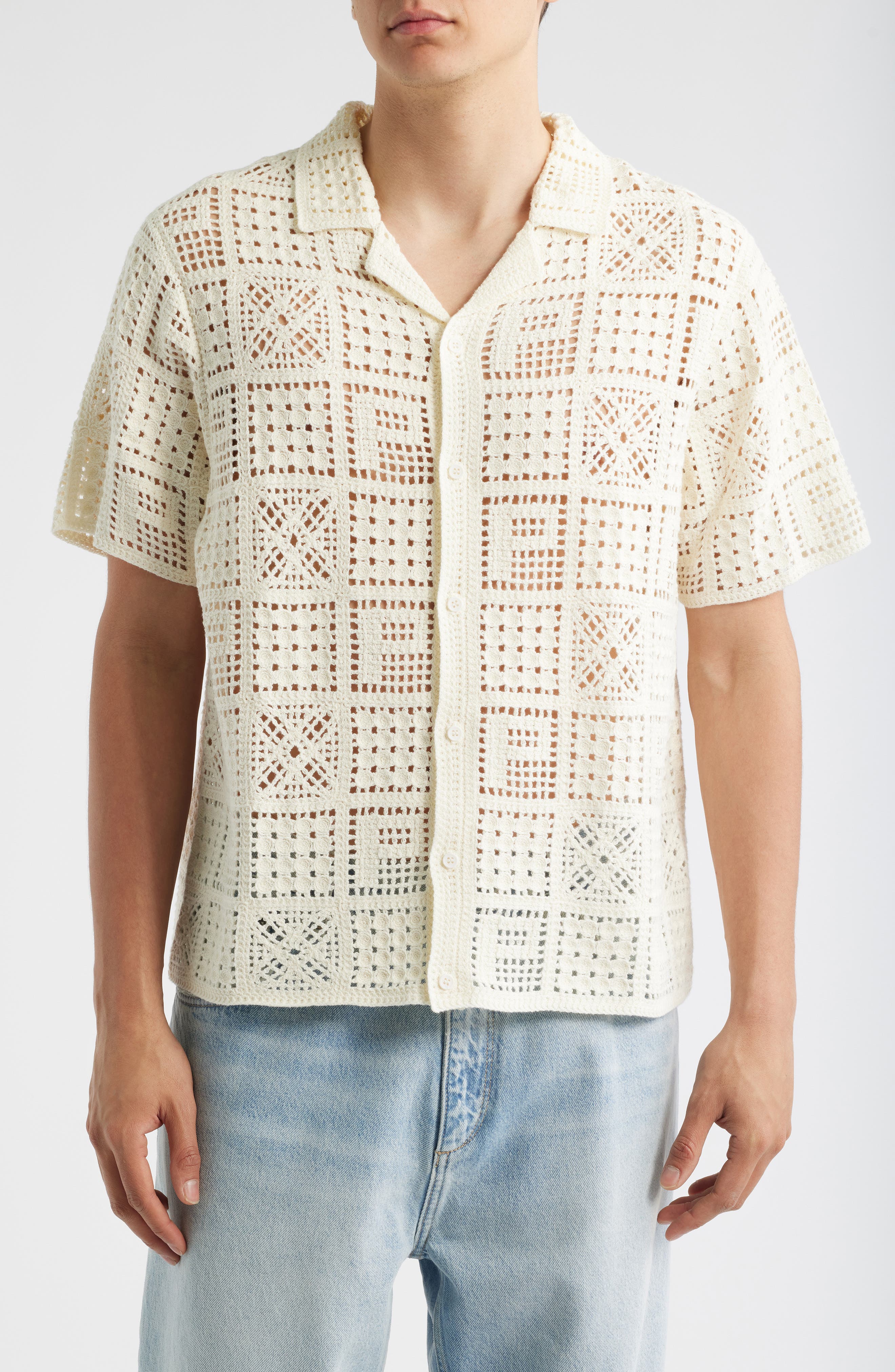 Percival Groundsman Cotton Crochet Camp Shirt