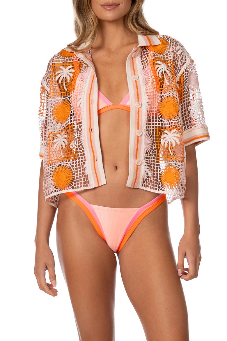 Sunny Whisper Solene Net Fabric Cover-Up Shirt, Main, color, LIGHT/ PASTEL PINK