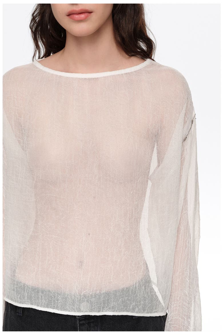 Sweater with Metallic Beads, Alternate, color, WHITE