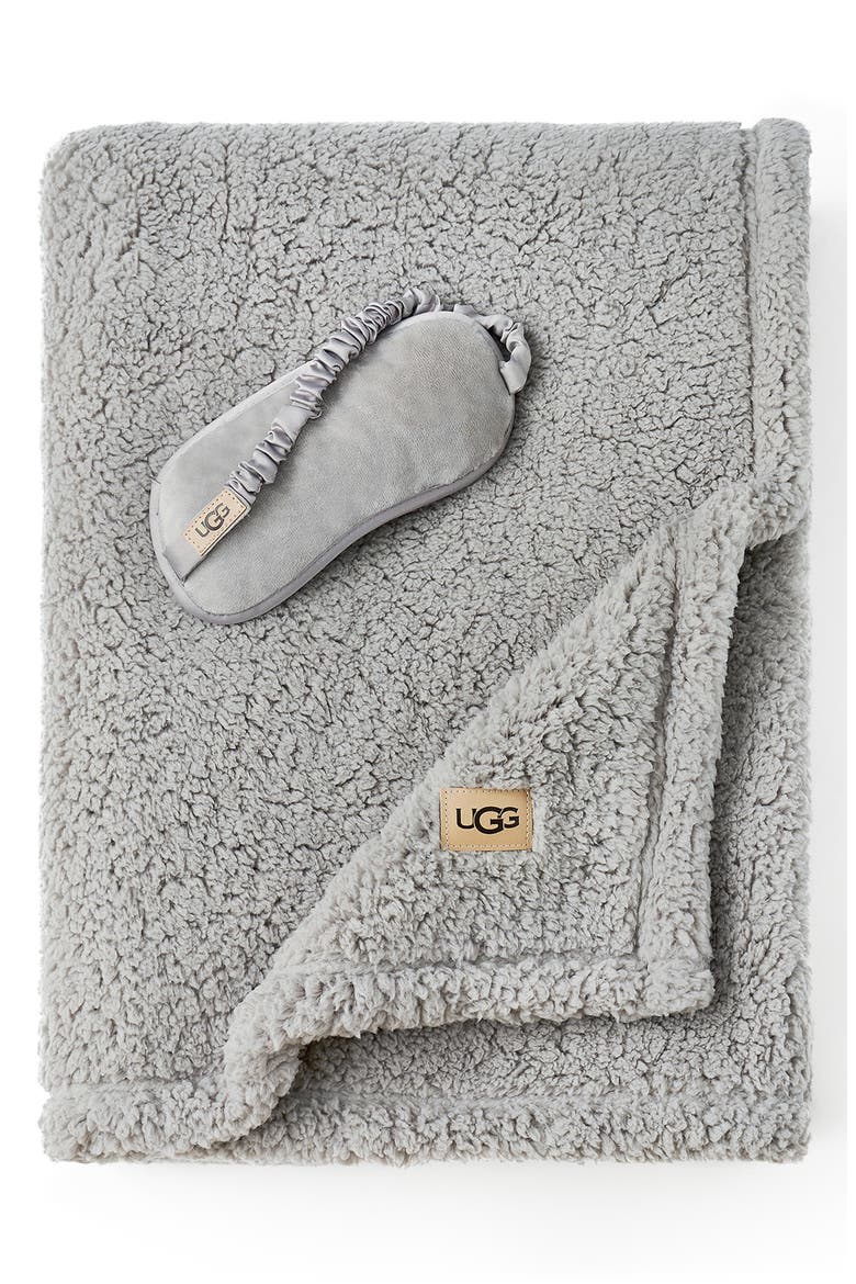 Original Faux Shearling Throw Blanket & Eye Mask Sleep Set, Alternate, color, SEAL