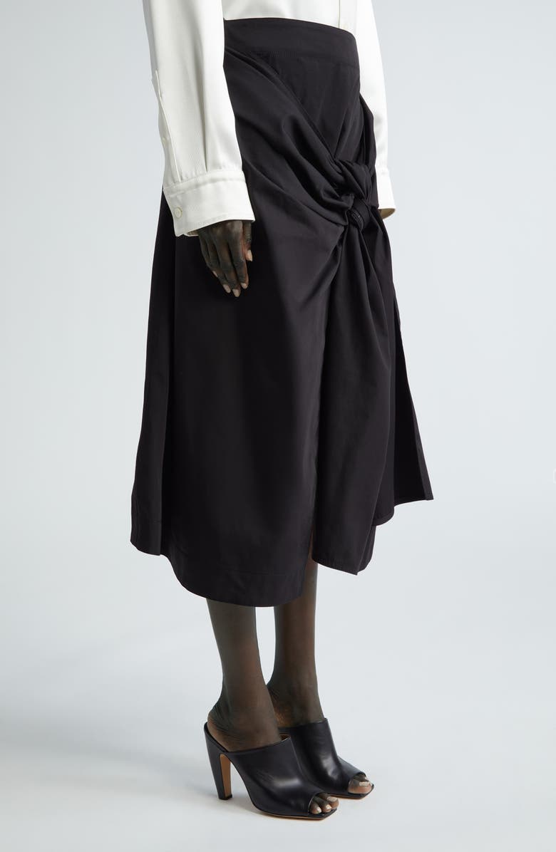 Bottega Veneta Knotted Cotton Poplin Midi Skirt, Alternate, color,