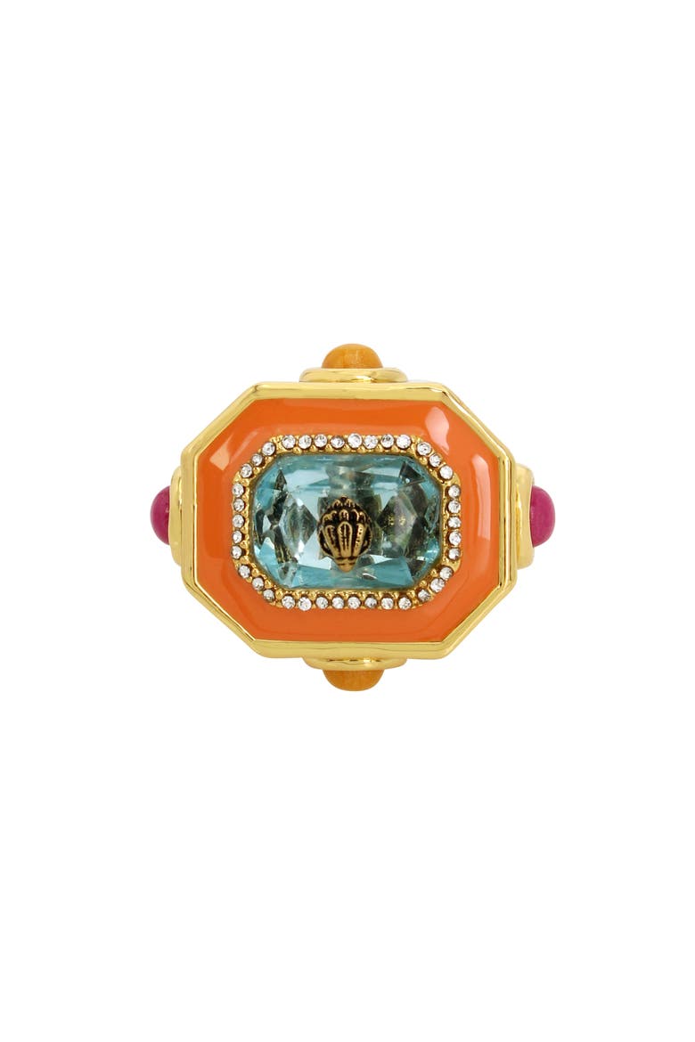 Crystal Enamel Halo Cocktail Ring, Alternate, color, GOLD MULTI