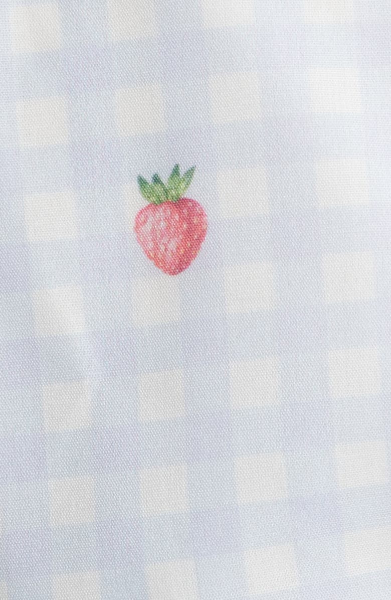 All in Favor Gingham Strawberry Tie Front Crop Top, Alternate, color, Blue Gingham
