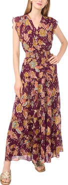 Vince Camuto Foil Tiered Maxi Dress