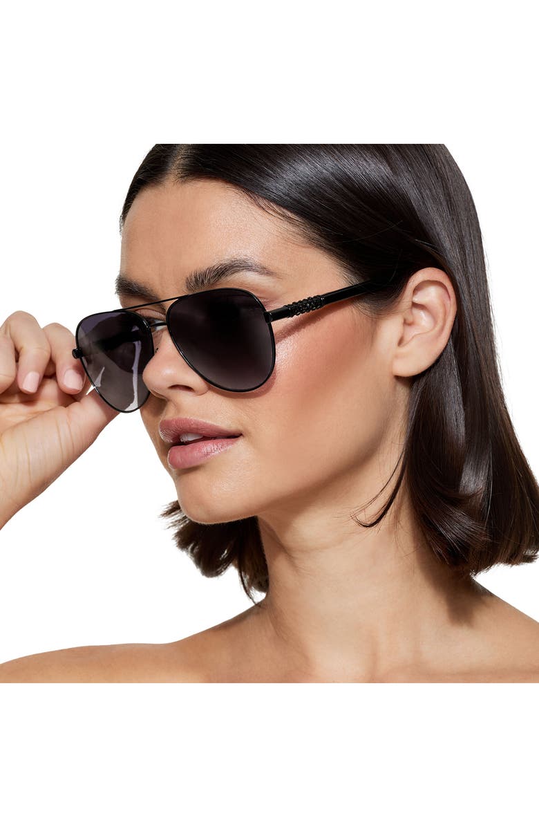 Kurt Geiger London 63mm Oversize Pilot Sunglasses, Alternate, color, Black/ Smoke Gradient