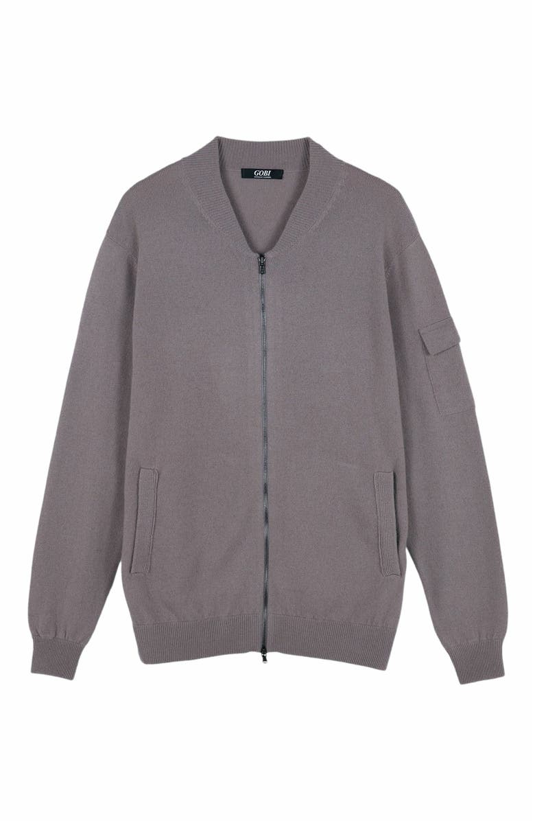 GOBI Mongolian Cashmere Cashmere Bomber, Alternate, color, Stucco