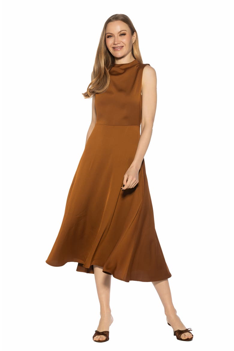 Opal Sleeveless Fit & Flare Midi Dress, Alternate, color, BROWN