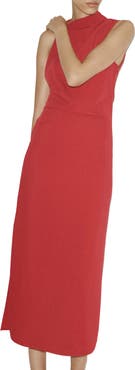 MANGO Mock Neck Drape Sleeveless Dress