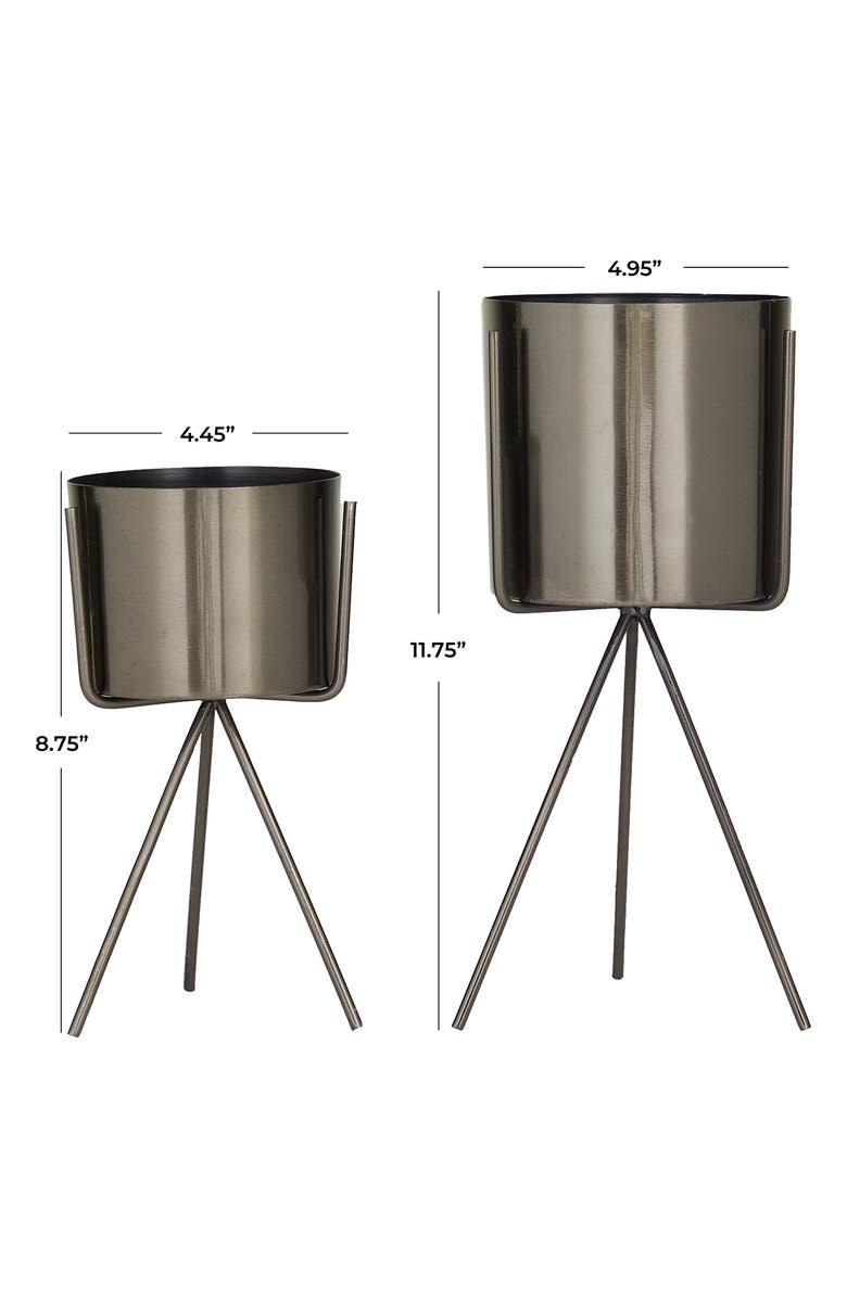 COSMO BY COSMOPOLITAN Dark Gray Metal Small Planter with Removable Stand - Set of 2, Alternate, color, Dark Grey