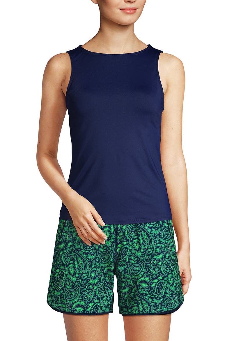 High Neck UPF 50 Modest Tankini Top Swimsuit, Alternate, color, Deep Sea Navy