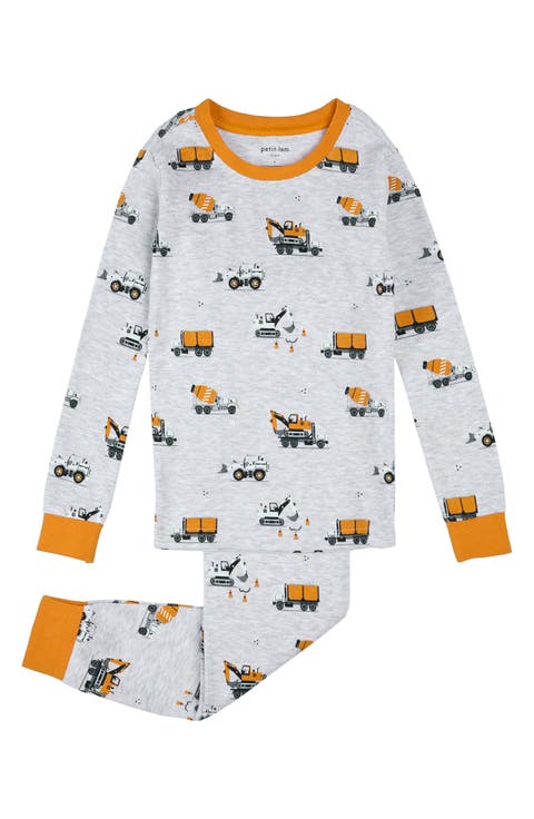 Kids' Fitted Two-Piece Organic Cotton Rib Pajamas