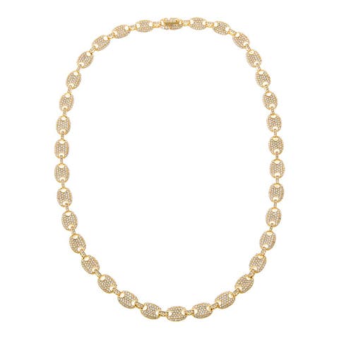 CZ Cluster Tennis Necklace