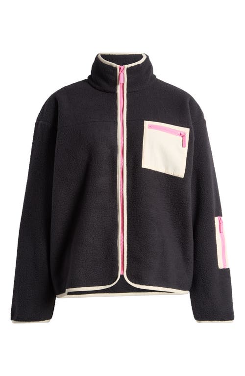 Florence By Mills High Pile Fleece Jacket In Black