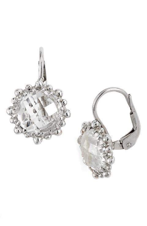Dew Drop Snowflake White Topaz Drop Earrings