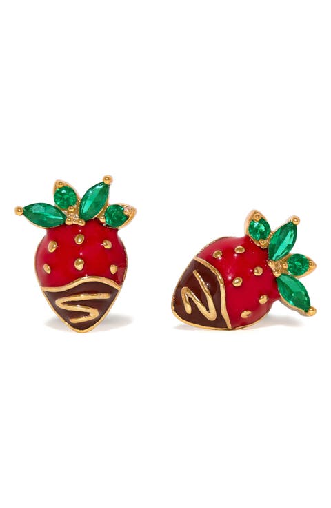 Chocolate Strawberry Stud Earrings
