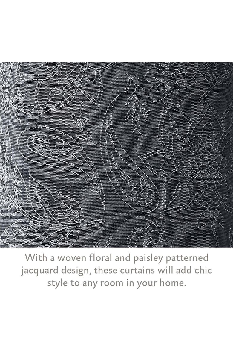 Jessica Simpson Floral Paisley Jacquard Blackout Curtain Set, Alternate, color, Grey