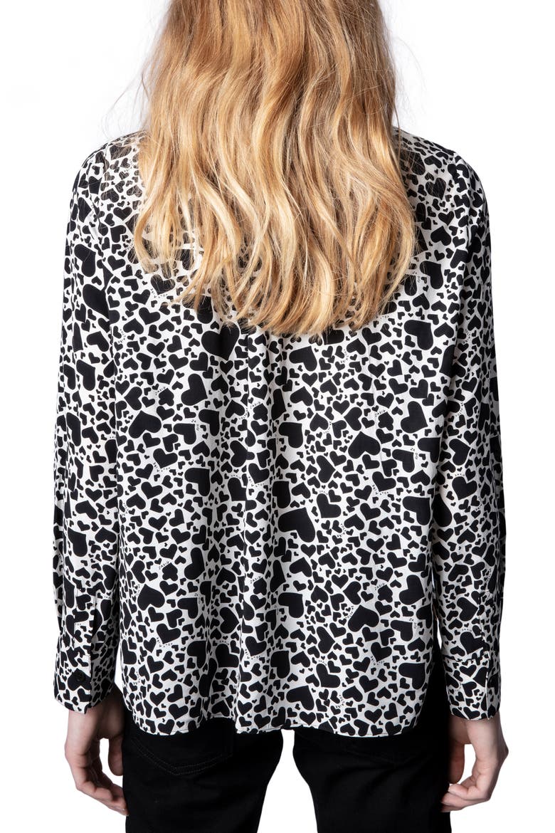 Tink Heart Print Blouse, Alternate, color, NOIR