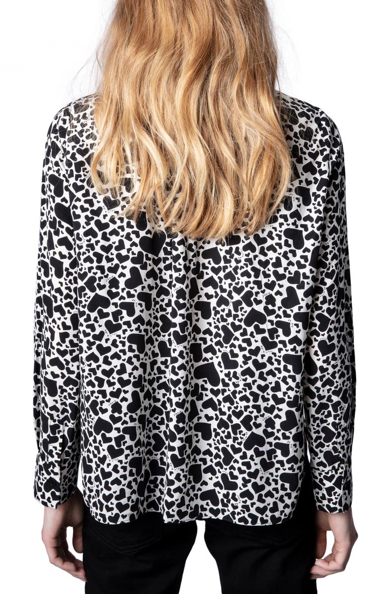 Zadig & Voltaire Tink Heart Print Blouse, Alternate, color, 