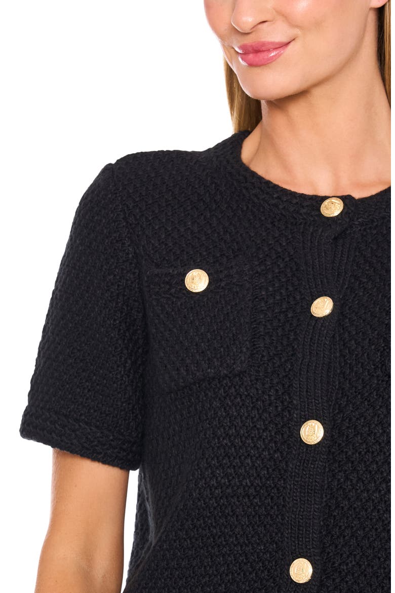Short Sleeve Button-Up Cardigan, Alternate, color, RICH BLACK