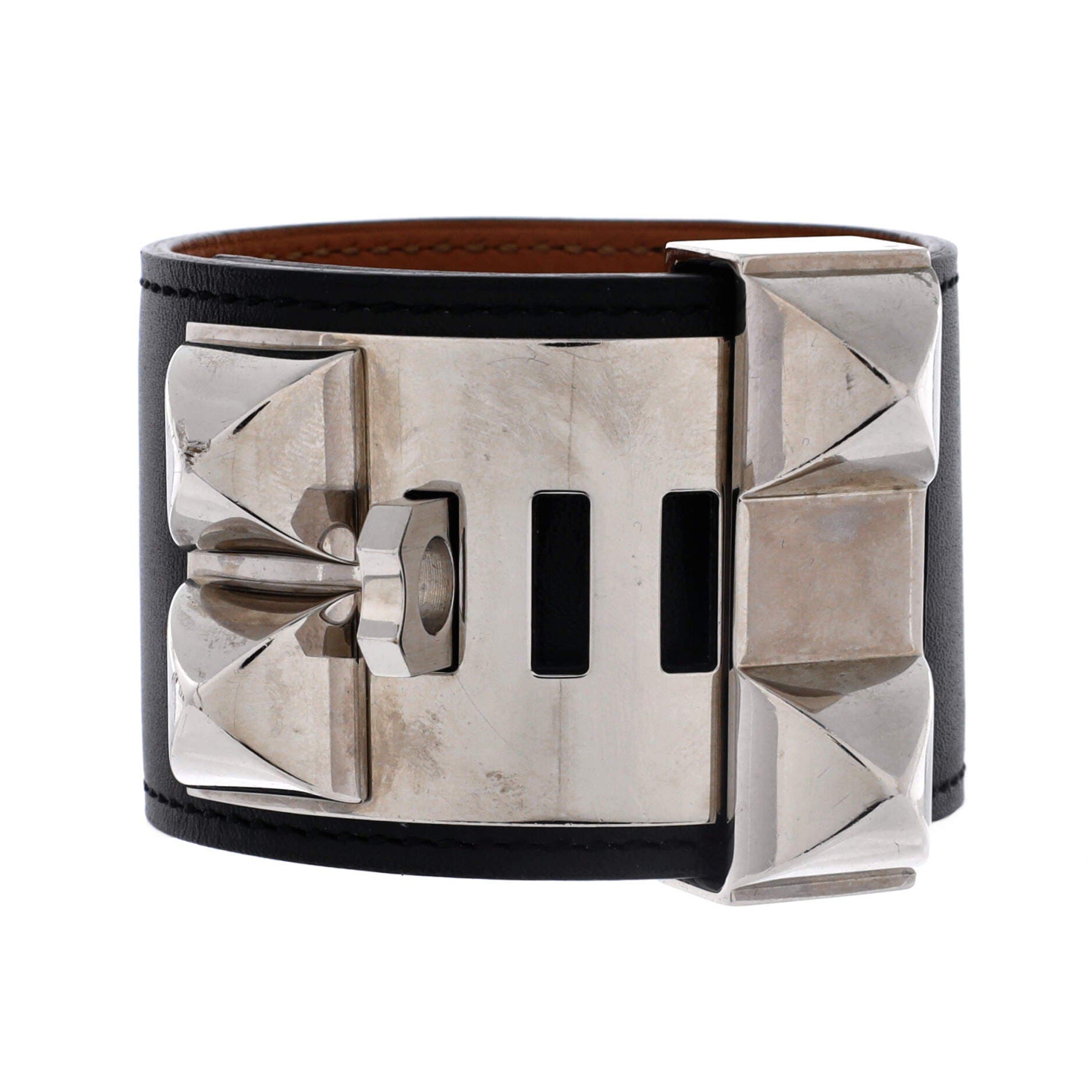 Pre-Owned Hermes Collier de Chien Bracelet Leather, Main, color, Black