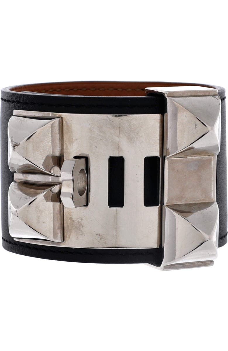 Pre-Owned Hermes Collier de Chien Bracelet Leather, Main, color, Black