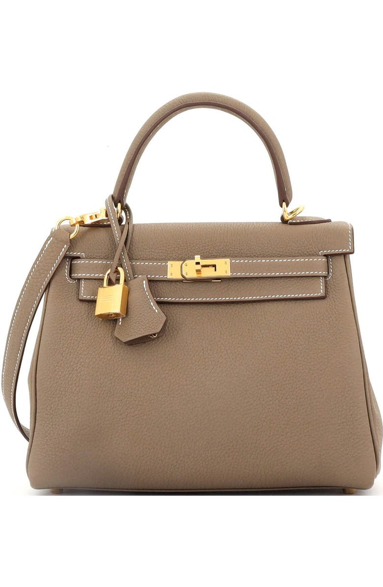 Pre-Owned Hermes Kelly Handbag Grey Togo with Gold Hardware 25, Main, color,