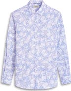 Bugatchi Julian Shaped Fit Leaf Print Stretch Cotton Button-Up Shirt