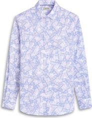 Bugatchi Julian Shaped Fit Leaf Print Stretch Cotton Button-Up Shirt