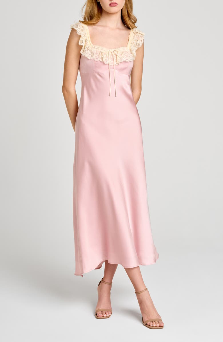 WAYF Ella Lace Trim Slipdress, Main, color, Pink