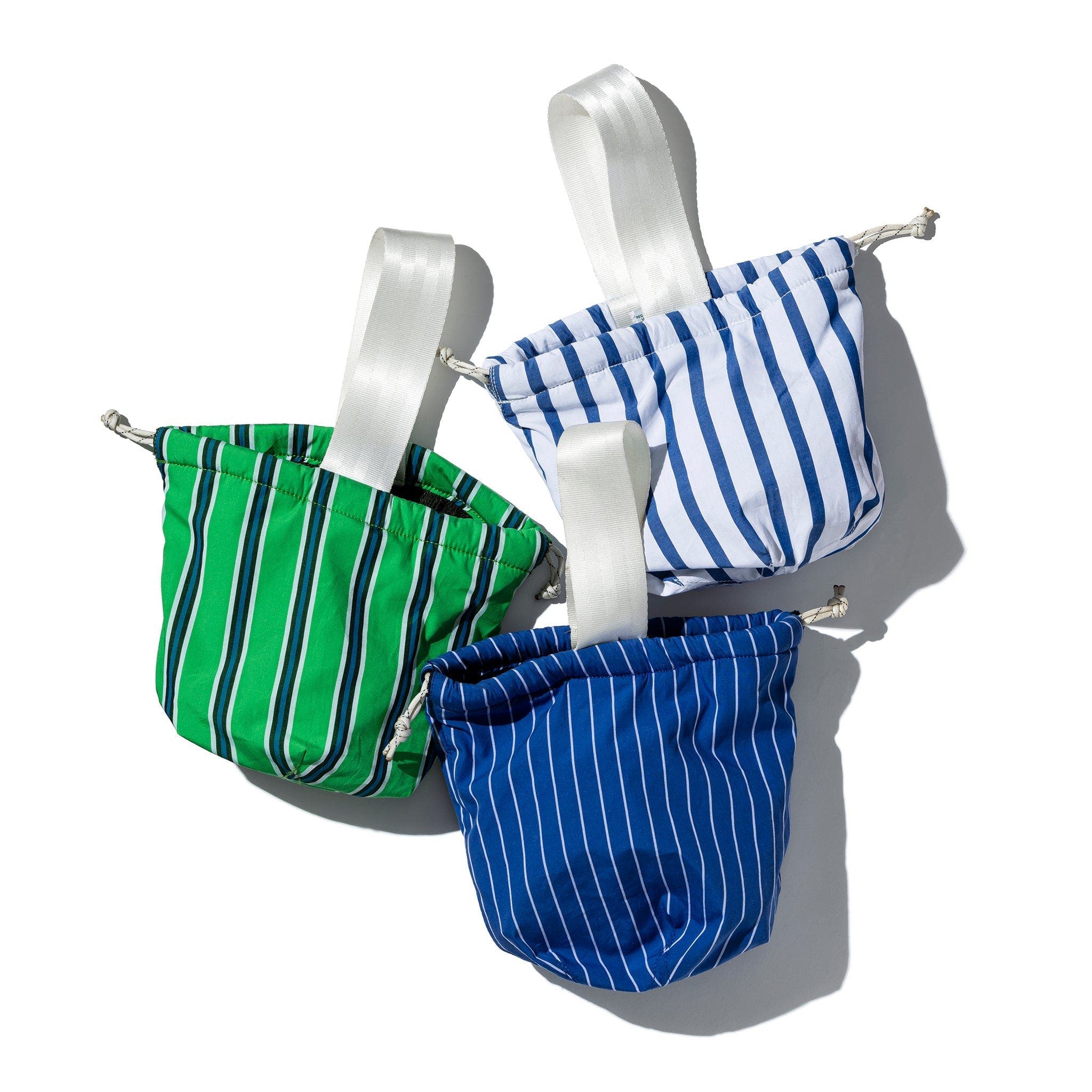 PUEBCO Shirt Fabric Drawstring Bag, Alternate, color, White Stripe