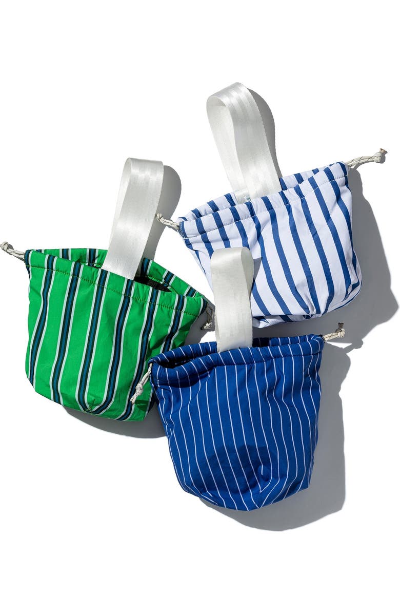 PUEBCO Shirt Fabric Drawstring Bag, Alternate, color, White Stripe