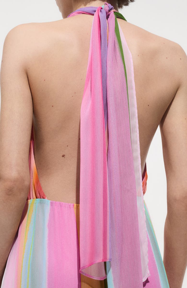 MANGO Stripe Chiffon Sundress, Alternate, color, 