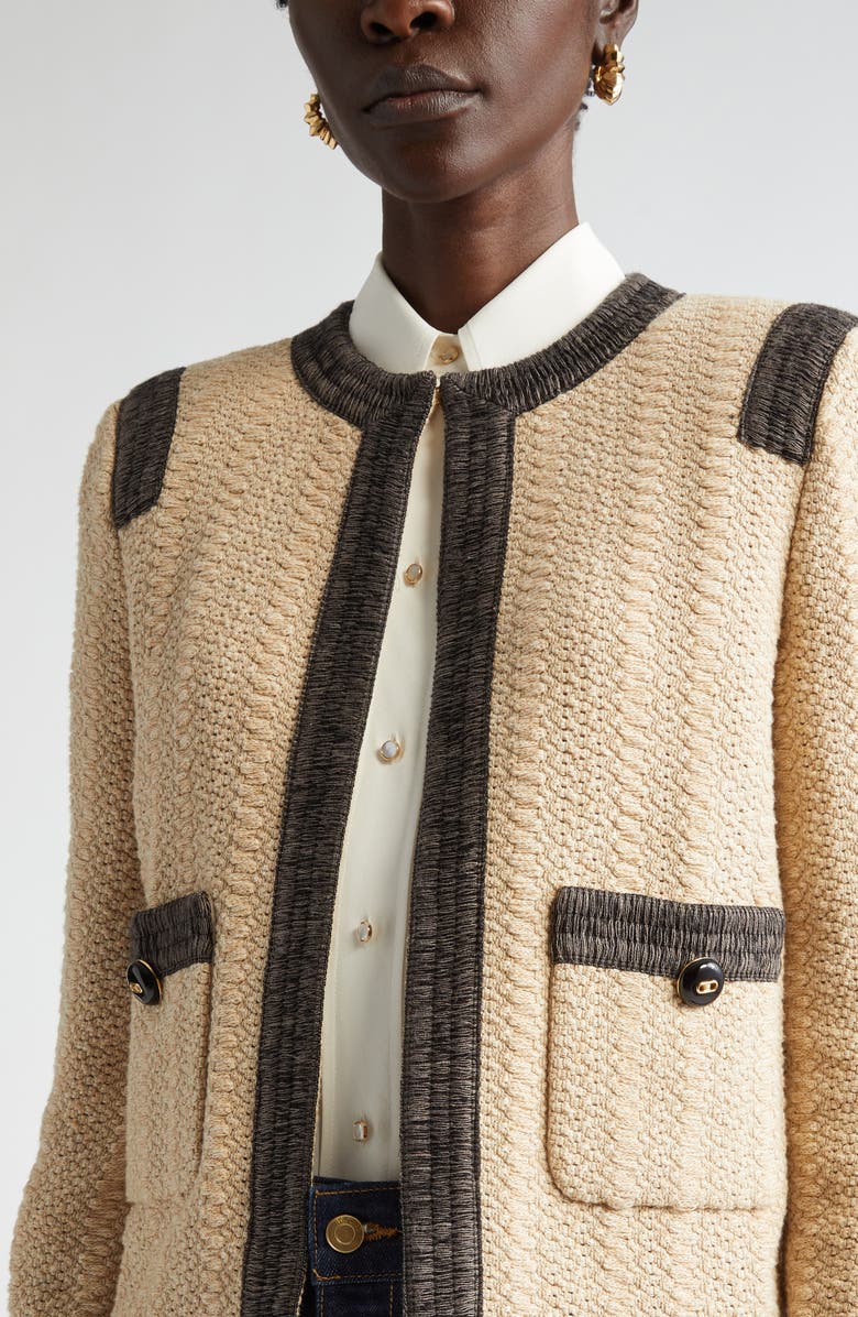 ST. JOHN Basket Texture Knit Jacket, Alternate, color,