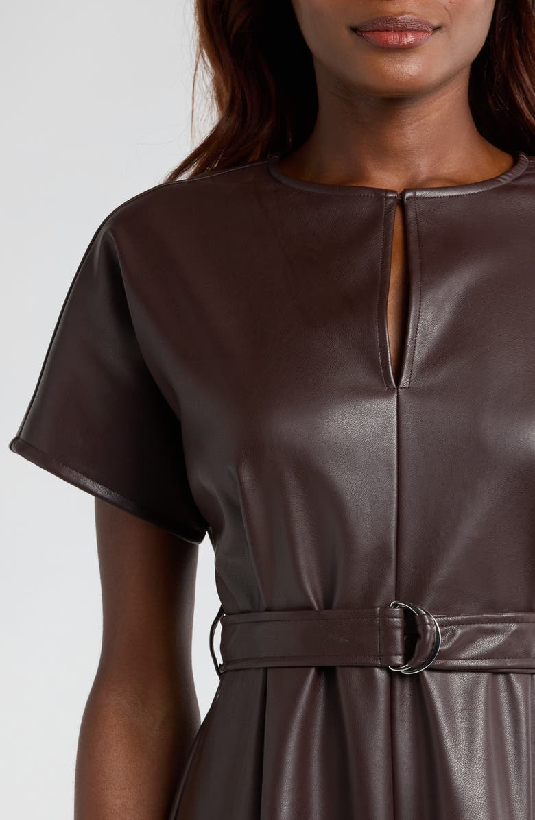Halogen<sup>®</sup> Faux Leather Midi Dress, Alternate, color, Coffee Beige