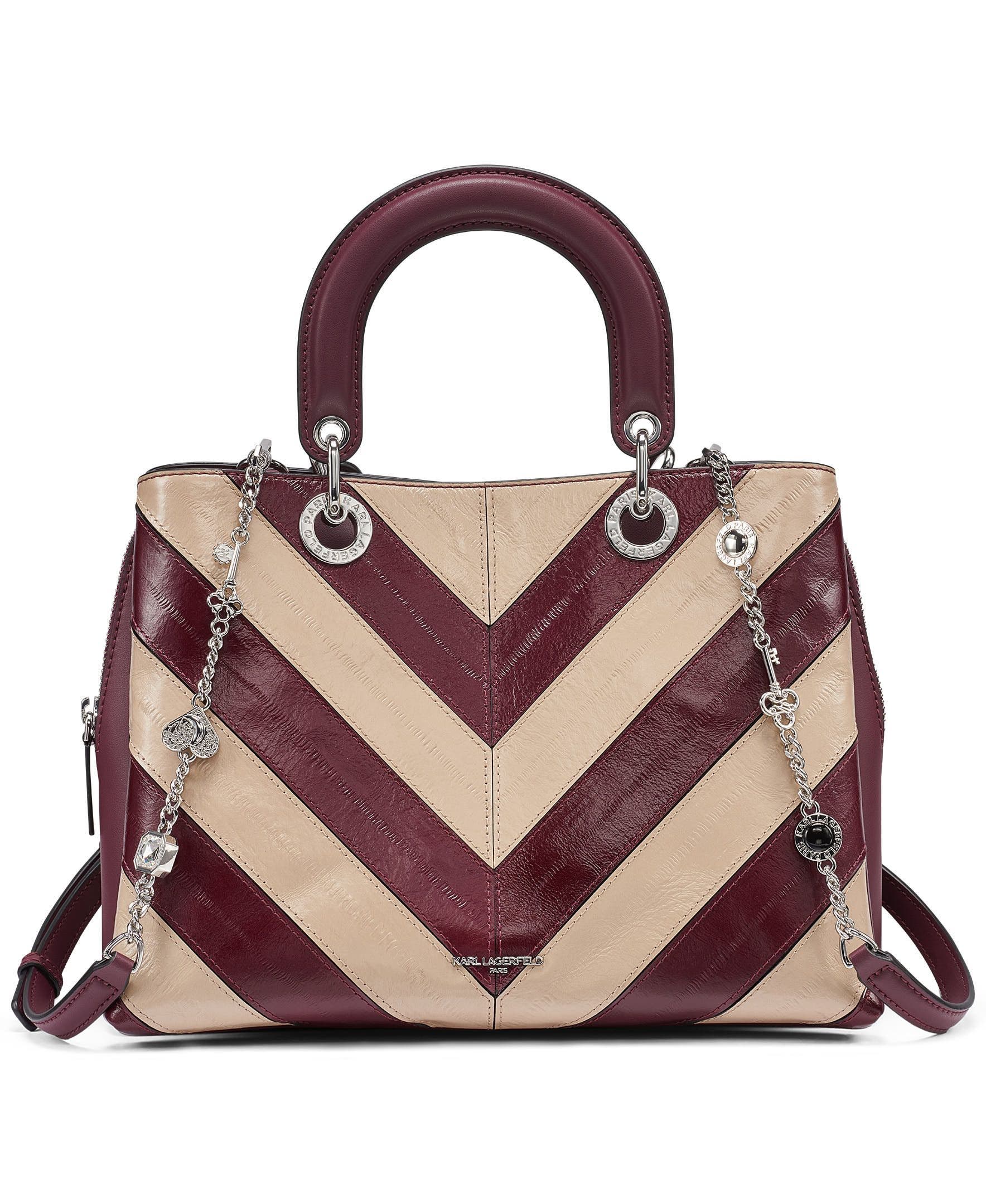 Benoite Chevron Satchel, Main, color, White Pepper/Cherry Plum