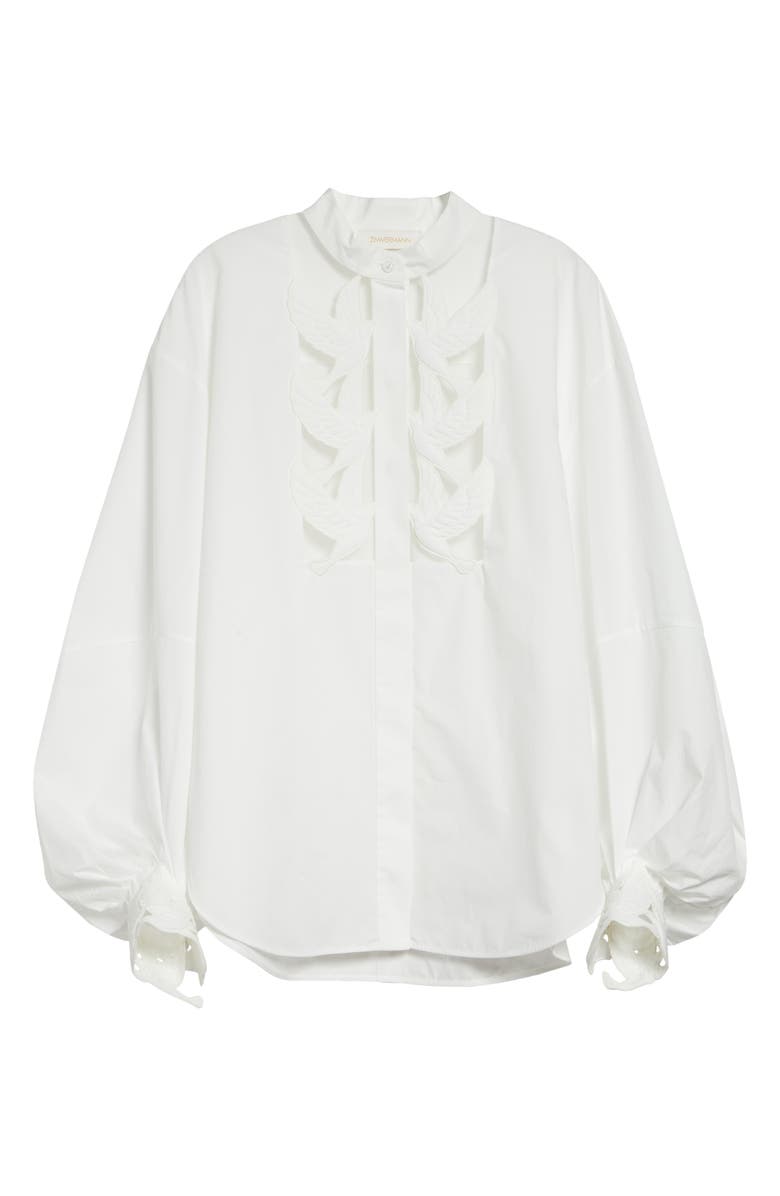 Zimmermann Kindred Spirit Luna Appliqué Button-Up Shirt, Main, color, Ivory