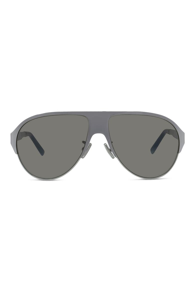 57mm Gradient Pilot Sunglasses, Main, color, SHINY PALLADIUM / BROWN MIRROR